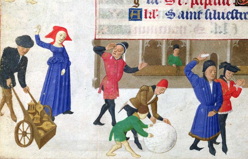 Файл:Ms 761362 fol.12v December Snowball Fights, from the Hours of the Duchess of Burgundy.jpg