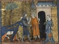 Français 1433, fol. 67v, Ivain arrivant chez le vavasseur.jpg
