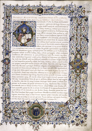 Folio 1r from a manuscript of Augustine's, City of God (De Civitate Dei) (New York Public Library, Spencer Collection MS 30) from 1470 1..png